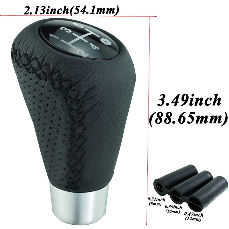 Abfer Shifter Knob 5 Speed Leather Car Gear Stick Shifting Knobs Shift Lever for Most Manual Transmission Vehicle Truck, Black - Image 3